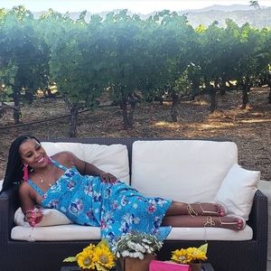 Blue floral maxi dress